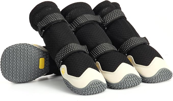 Dog Shoes for Hot Pavement Anti-Slip Dog Boots & Paw Protectors Breathable & Waterproof Dog Shoes for Small to Large Dogs with Reflective Straps Pet Dog Boots for Hiking Summer Outdoor