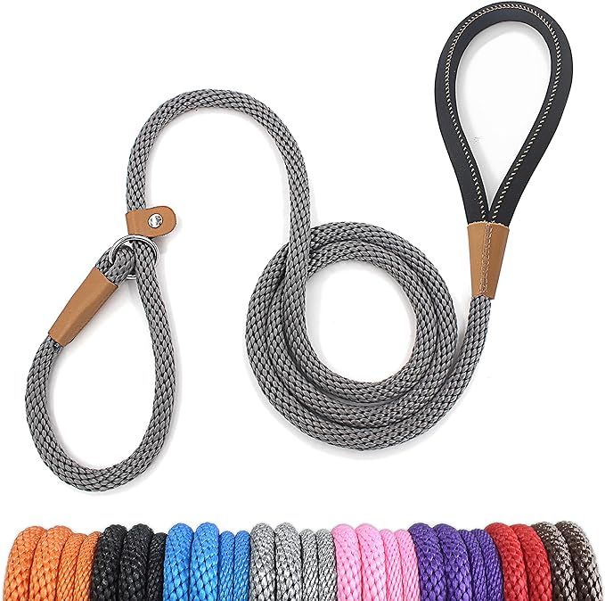 lynxking Dog Leash Slip Lead 5 6 8 FT Dog Training Leash Strong Heavy Duty Braided No Pull Training Lead Leashes for Small Medium Large Dogs