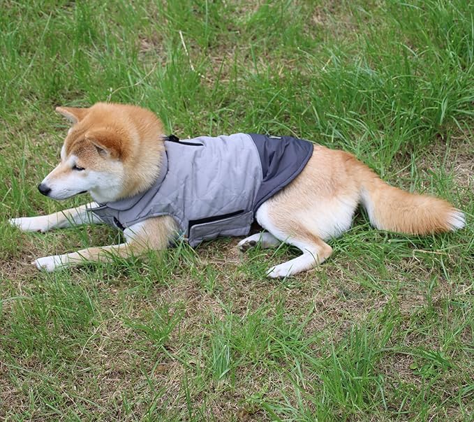 Reversible Dog Coats for Small Dogs Waterproof Warm Puppy Jacket for Cold Winter,Grey S