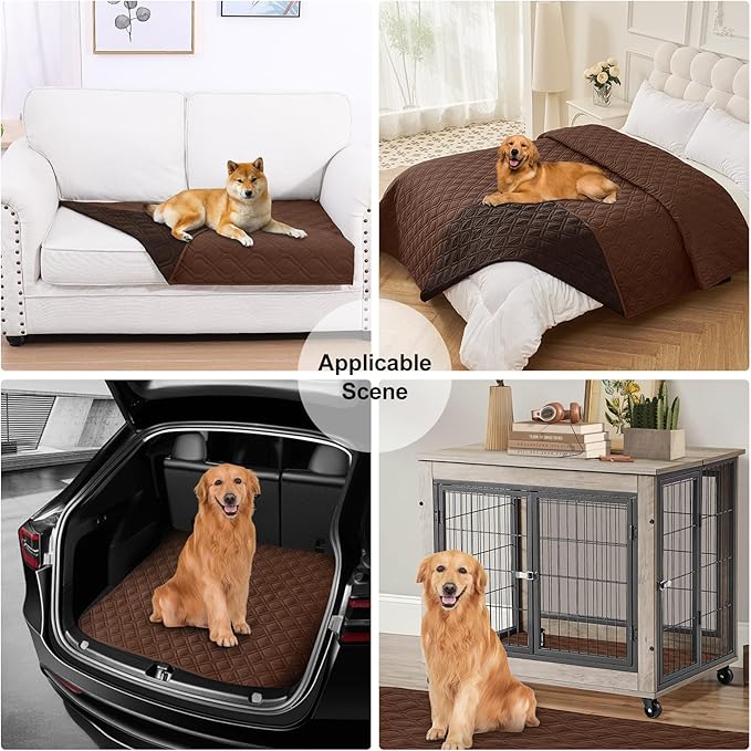 Smiry Waterproof Dog Blanket, 52x82 Inch Soft Pet Bed Cover Reversible, Washable Sofa Couch Furniture Protector for Small Medium Large Dog Puppy Cat, Brown/Chocolate