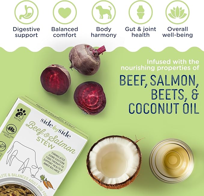 Side by Side Pork & Rabbit | Beef & Salmon Stew - Wet Dog Food & Dog Food Topper for All Breeds - Made with Nutrients & Whole Raw Ingredients - No Artificial Additives or Fillers (12.5 oz, 6-Pack)