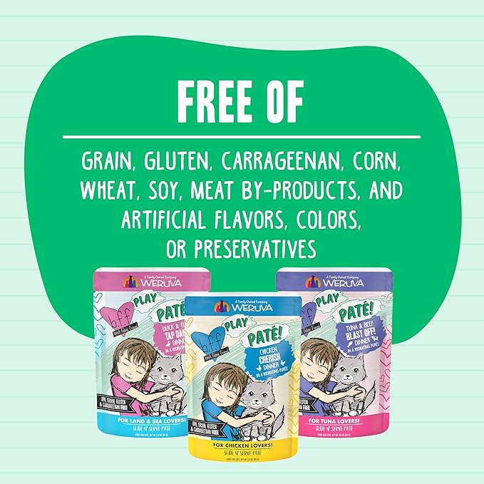 Weruva B.F.F. Play - Best Feline Friend Paté Lovers, Aw Yeah!, Paté Jamboree! Variety Pack, 3oz Pouch (Pack of 12)