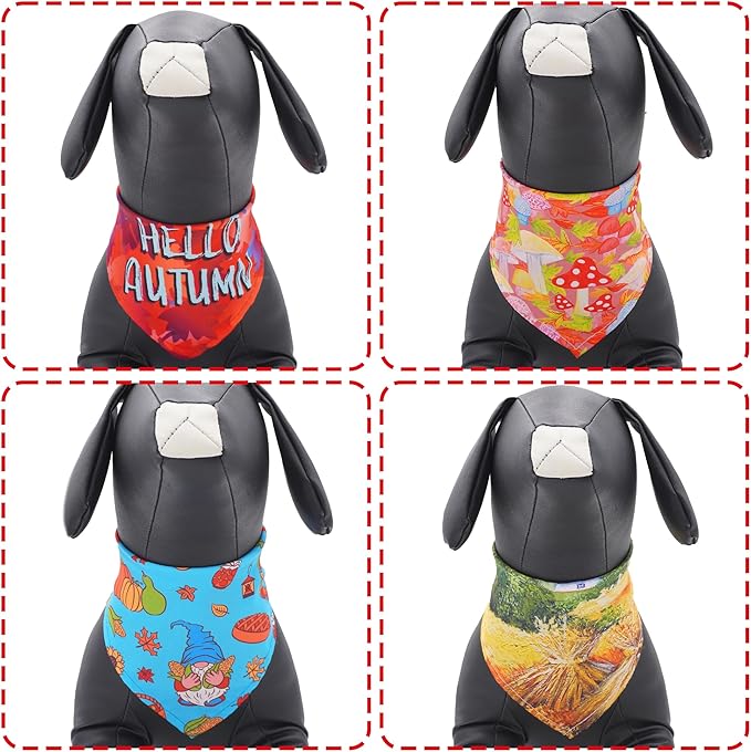 7 Pack Fall Dog Bandanas for Large Dogs Breed 33 Inch XL Autumn Dog Bandana Adjustable Sewing Hemming Scarves Grooming L