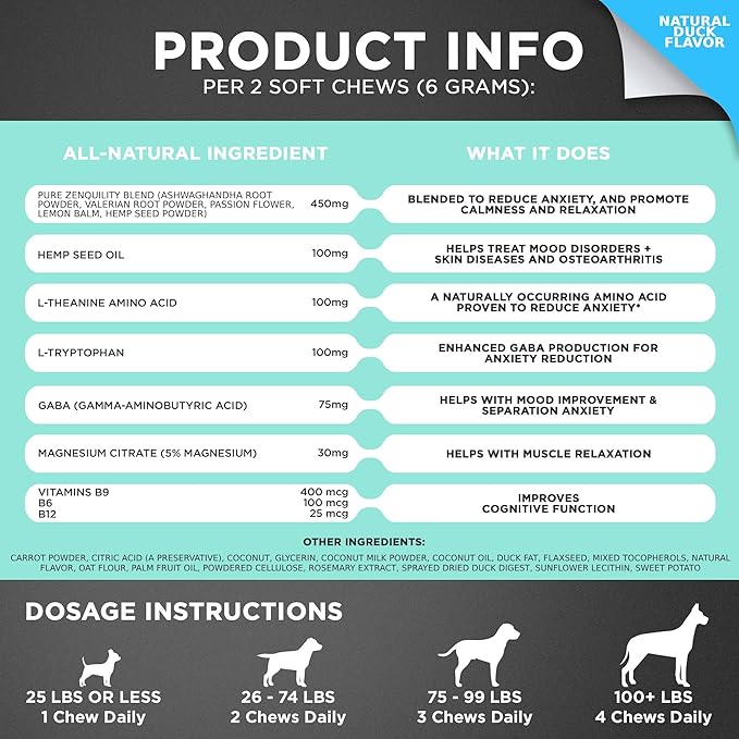 Googipet Hemp Calming Chews for Dogs - Separation Anxiety Relief for Dogs, Non-Drowsy Dog Calming Chews - Anxiety Relief Treats with Valerian Root, & Hemp (Calming Chews)