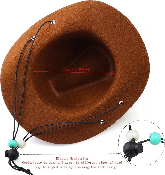 Yewong Pet Cowboy Costume Accessories Dog Cat Pet Size Cowboy Hat and Bandana Scarf West Cowboy Accessories for Puppy Kitten Party Festival and Daily Wearing Set of (Coffee hat+red bib)