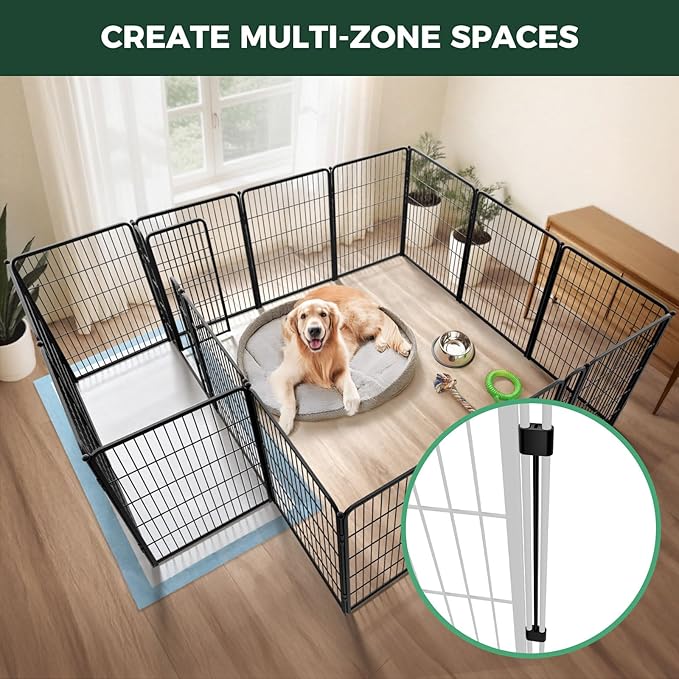 FXW Homeplus Unleashed Indoor Dog Playpen - Stress-Free and Safe Play, Heavy Duty 40 Inch 16 Panels Dog Pen with Connectors (Pack of 2) for Medium and Large Dogs, Black│Patented