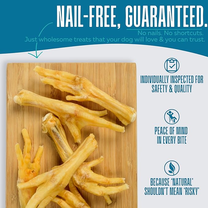 Big Lu – Nail-Free Chicken Feet Dog Chews, 100% Natural Single-Ingredient Treats, Rawhide-Free, Long-Lasting, Rich in Glucosamine and Chondroitin for Joint Health (30 Count)