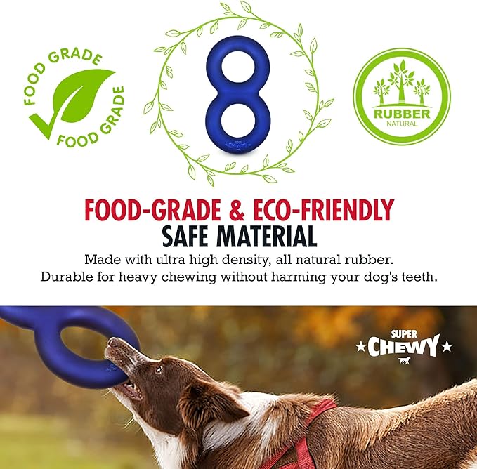 SuperChewy Tough Dog Double Ring Toy | Lifetime Replacement | Strong Natural Rubber | Great Dog Pull Toy for Exercise | Tug Toys for Dogs | Ultra Durable Chew Toys for Aggressive Chewers