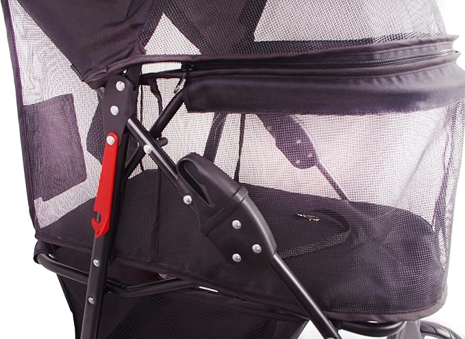 Full-Window pet Stroller 4 Wheels for Cats & Dogs, with Storage Basket,Cup Holder, Travel Puppy/Cats Stroller.