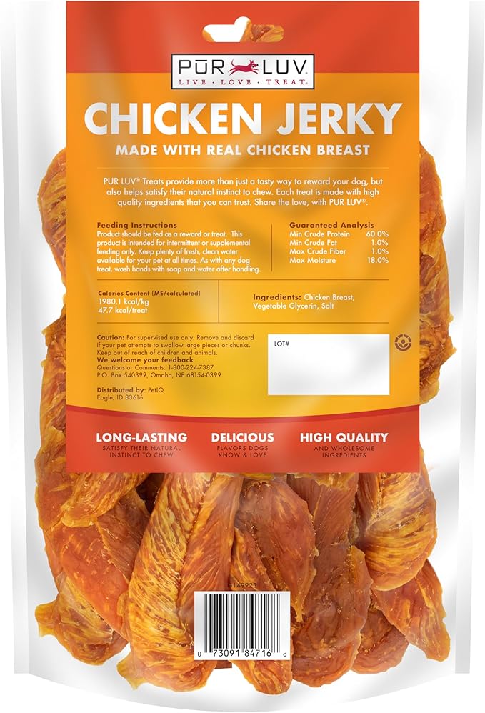 Dog Treats, Chicken Jerky for Dogs, Made with 100% Real Chicken Breast, 32 Ounces, Healthy, Easily Digestible, Long-Lasting, High Protein Dog Treat, Satisfies Dog's Urge to Chew