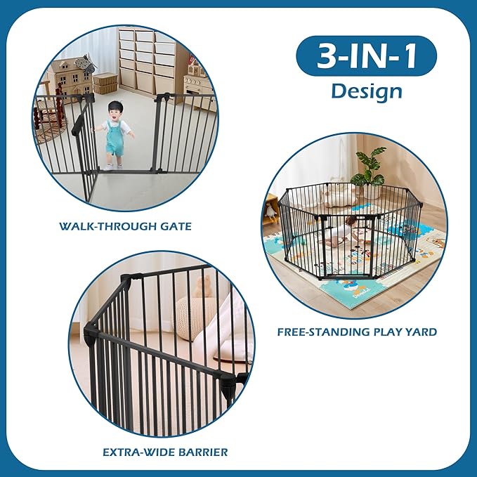 BalanceFrom Easy Walk-Thru Safety Gate for Doorways and Stairways with Auto-Close/Hold-Open Features, 36-Inch Tall, 205-Inch Wide, Graphite