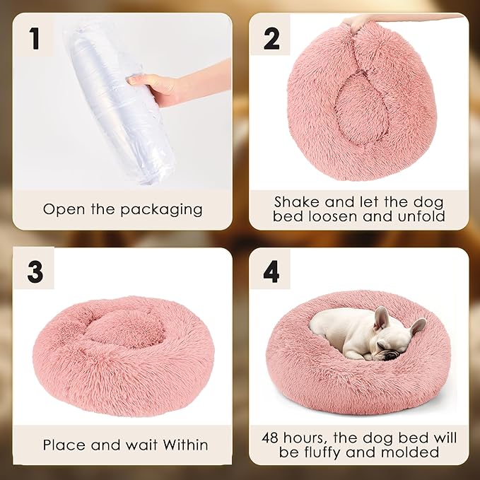 Extra Large Dog Beds, 36 Inch Human Dog Anxiety Relief Squishmallow Comfort Bed, Indestructible & Chew Proof Pet Beds (Pink)