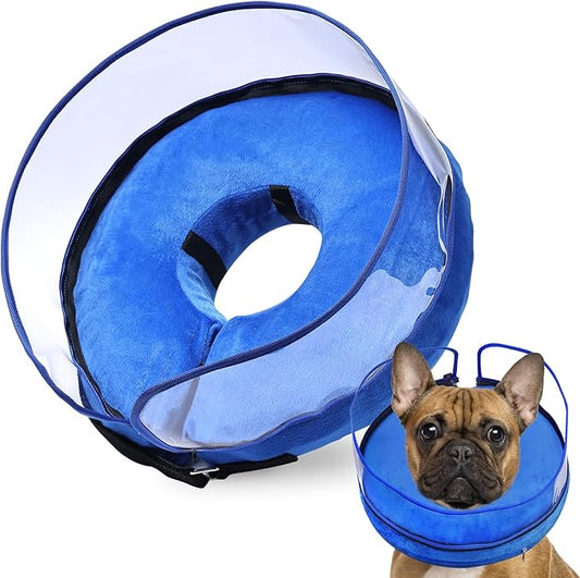 BARKLESS Dog Cone, Inflatable Dog Cone After Surgery for Small Medium Breeds, Soft Surgery Collar with Enhanced Anti-Licking Guard Shield for Pets, Patented Protective Donut Collar