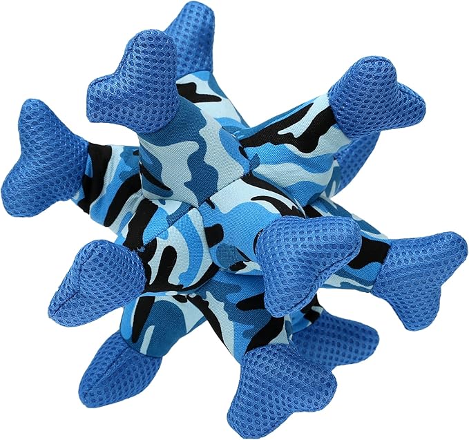 Dog Chew Squeaky Toys, Dog Teeth Cleaning Toy, Tug of War, Stuffed Jack Bone Toy with Squeakers, Interactive Toy for Small Medium Large Dogs,Blue