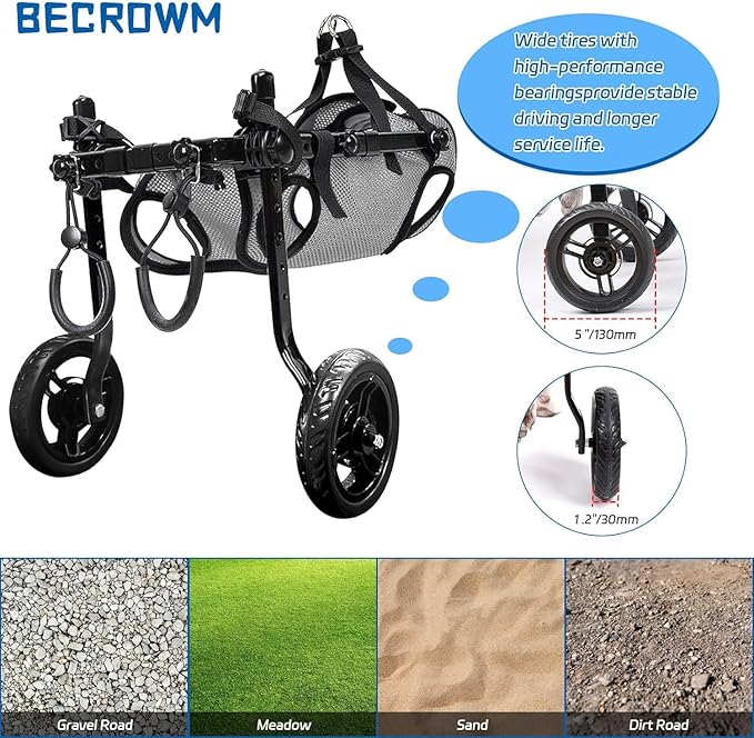 Dog Wheelchair for Back Legs, Light Weight Dog Wheelchair Cart with Disabled Hind Legs Walking, Adjustable