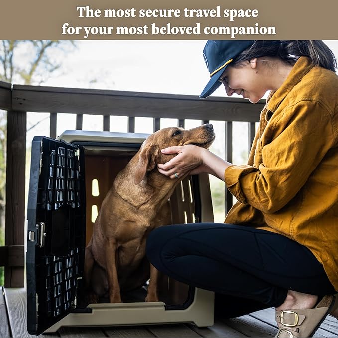 Lucky Dog Kennel, Durable Crash Tested Portable Dog Crates, Intermediate, Tan