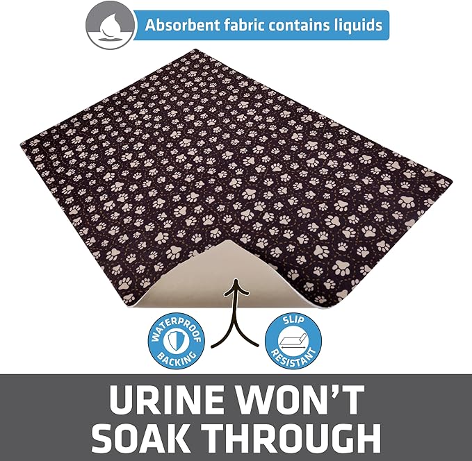 Drymate Original Cat Litter Mat, Contains Mess from Box, Protects Floors, Urine-Proof, Machine Washable, Soft on Kitty Paws, Absorbent, Waterproof (USA Made, Recycled Content) (20”x28”)(Paw Path Tan)