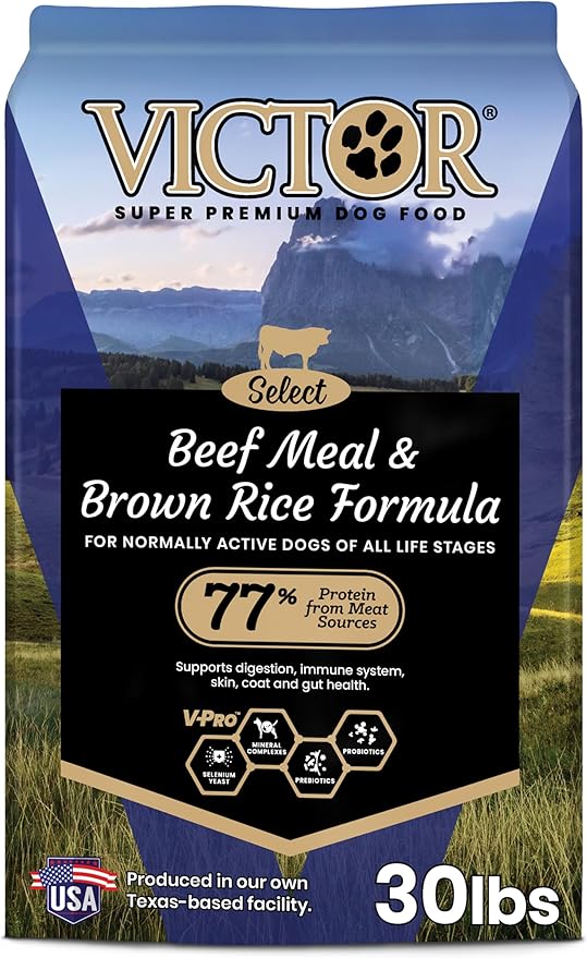 VICTOR Super Premium Dog Food – Select Beef Meal & Brown Rice Formula for Immune and Gut Health – Gluten-Free Beef Meal Dry Dog Food for All Normally Active Dogs of All Life Stages, 30 lbs