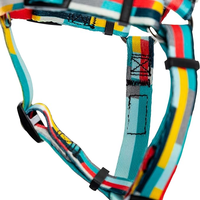 Wolfgang Heavy Duty Adjustable Dog Harness, Pull-Tested to Over 800 lbs for Walking & Training, Mixtape Print, Large