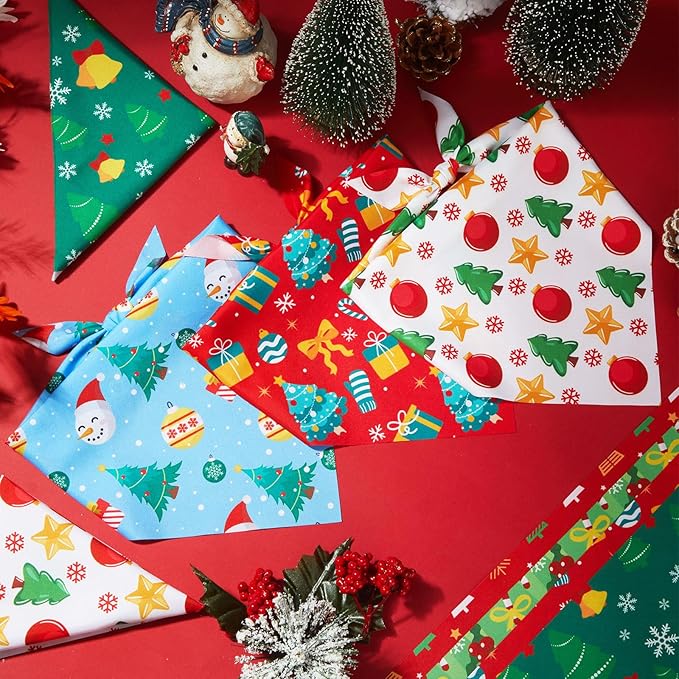 240 Pcs Christmas Bandanas for Dogs Xmas Bandanas Bulk with Santa Snowflake Candy Cane Patterns Soft Bibs Adjustable Triangle Doggie Scarf for Small Medium Large Pet 25.6 x 17.7 x 17.7 Inch