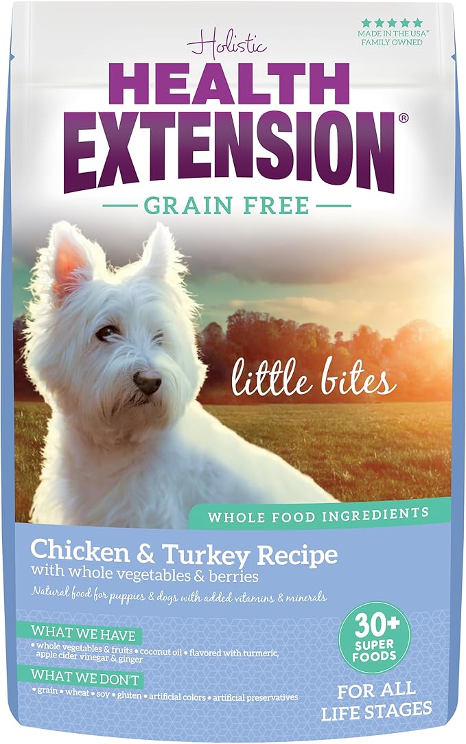 Health Extension Grain Free Chicken & Turkey Little Bites (3.5 lb / 1.59 kg) - Whole Foods Ingredients Formula with Probiotics & Antioxidants for Small Dogs