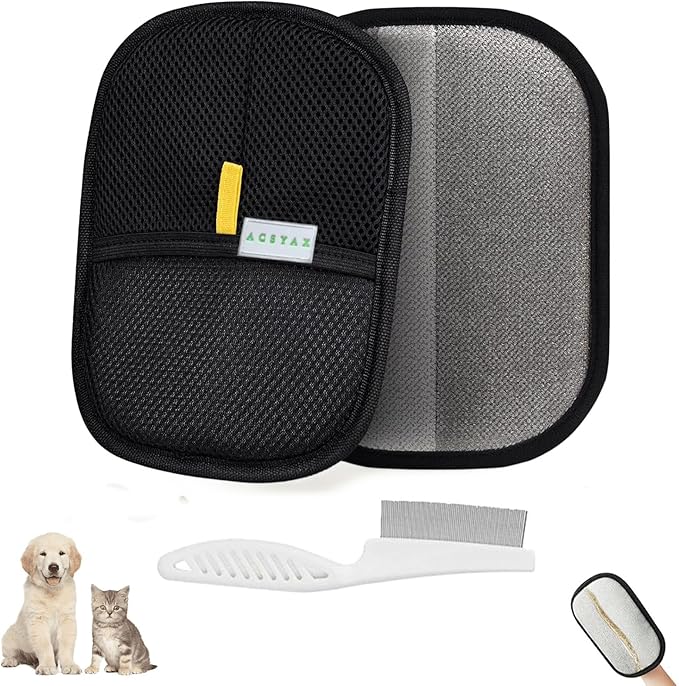 Pet Hair Removal Glove, 2 PCS Reusable Electrostatic Pet Hair Remover Glove for Dogs & Cats, Pet Hair Removal Tool for Furniture, Washable Electrostatic Gloves Pet Hair, Cat Hair Remover Glove