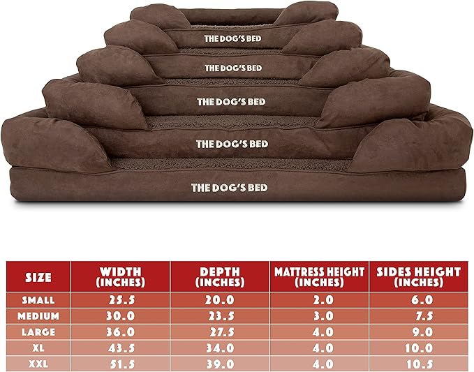 The Dog’s Bed Orthopedic Dog Bed Medium Brown Plush, Premium Memory Foam, Pain Relief: Arthritis, Hip & Elbow Dysplasia, Post Surgery, Lameness, Waterproof Washable Cover