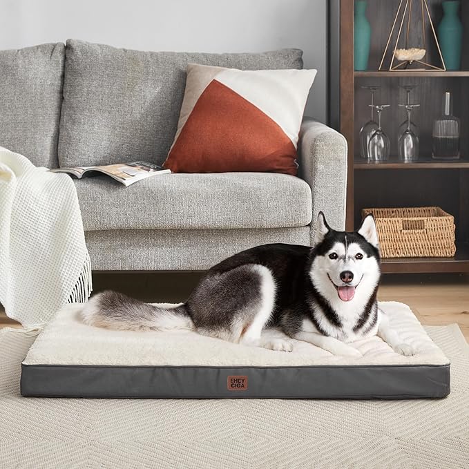 EHEYCIGA Orthopedic XXL Dog Beds for Jumbo Dogs with Removable Washable Cover, Beige, 50x36