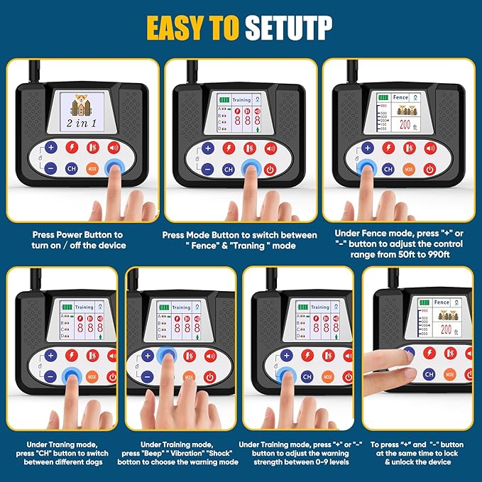 Wireless Dog Fence, Electric Fence for Dogs with Big LCD Screen, Portable Wireless Pet Fence & Remote Training Collar, Dog Perimeter Fence, Adjustable for Large Medium Small Dogs (for 2 Dogs)