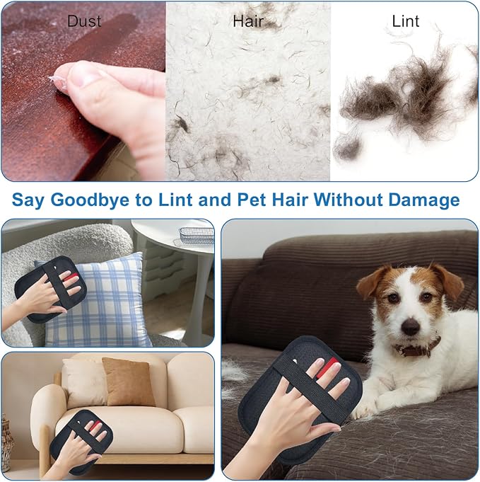 Pet Hair Remover Glove for Dogs and Cats, Reusable & Electrostatic Pet Hair Remover Glove, Effective Pet Hair Removal Tool for Couch, Carpet, Car Seat, and Clothing-2PCS