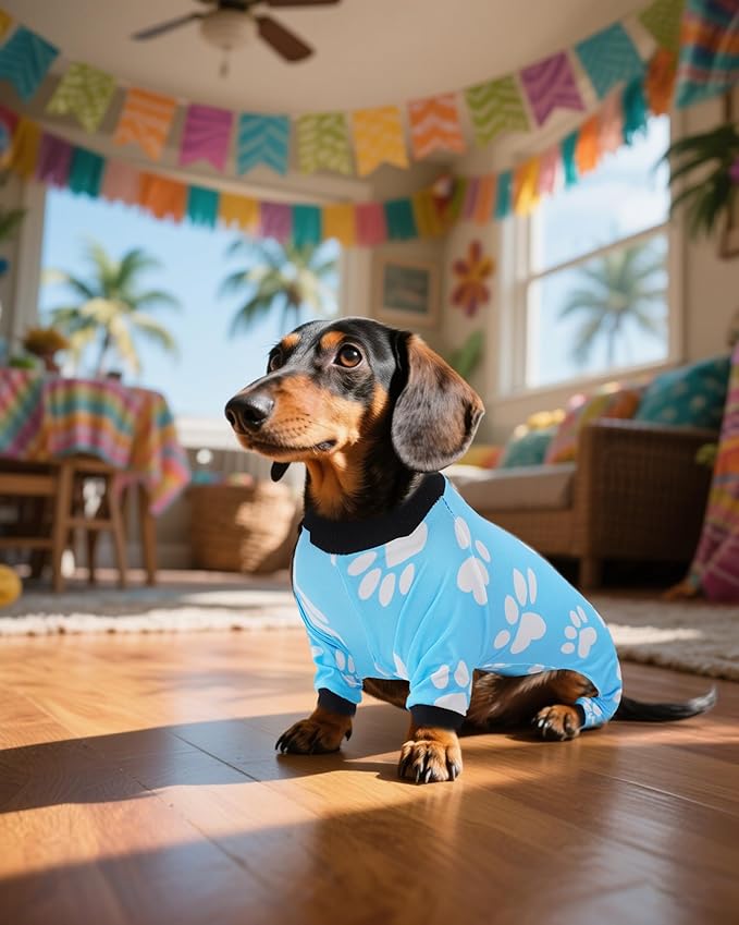 PET SHOW 4 Pack Dog Pajamas Dinosaur Shark for Medium Large Dogs Boy Soft Stretchy PJs Plaid Jumpsuit Dog Paw Onesies Outfits with Sleeve Pets Breathable Summer Clothes Costume XXL