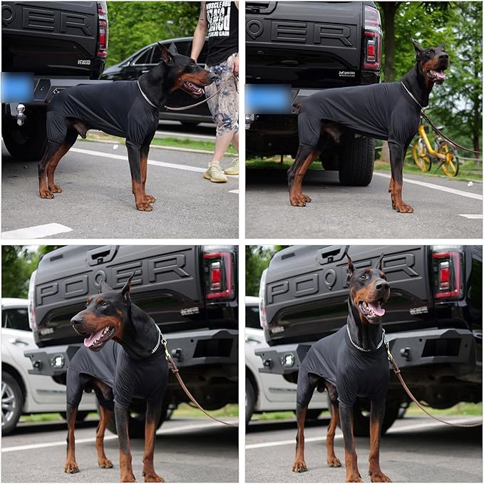 LoveLongLong Dog Jumpsuit with UV Protection and Quick-Dry Fabric for Spring Summer Pet Pajamas Black S