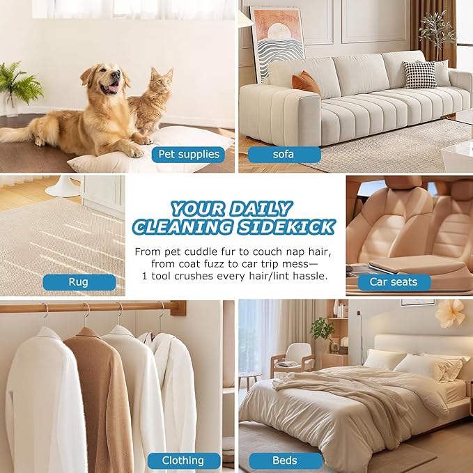 2-Pack Pet Hair Remover Gloves, Electrostatic Cat and Dog Hair Removal Gloves for Furniture, Car Interiors, Bedding, Reusable Cleaning and Grooming Mitts