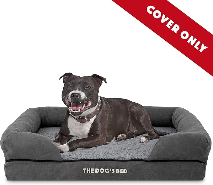 The Dog's Bed Replacement Outer Cover ONLY (Outer Cover ONLY - NO Bed, NO Waterproof Inner) for The Dog's Bed, Washable Plush Fabric, Medium (Grey Plush)