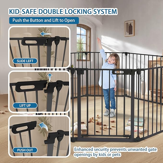 BalanceFrom Easy Walk-Thru Safety Gate for Doorways and Stairways with Auto-Close/Hold-Open Features, 29-Inch Tall, 205-Inch Wide, Graphite