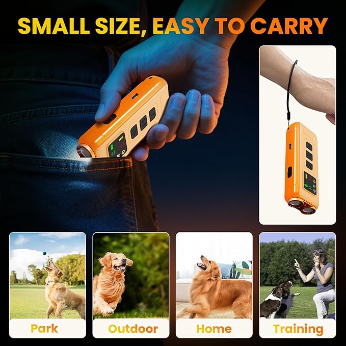 Dog Bark Deterrent Devices, Rechargeable Anti Barking Device for Dogs, Dog Training Tools to Stop Bad Behaviors, Compact Bark Control for Dogs, Up to 32 Ft Range Dog Barking Silencer, Easy to Carry