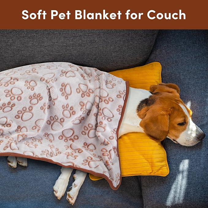 Stuffed Brown Soft Dog Blanket for French Bulldog Gifts, 32x40 inches, Premium Brown Flannel Fleece Blanket, Newborn Puppy Kitten Boy Essentials