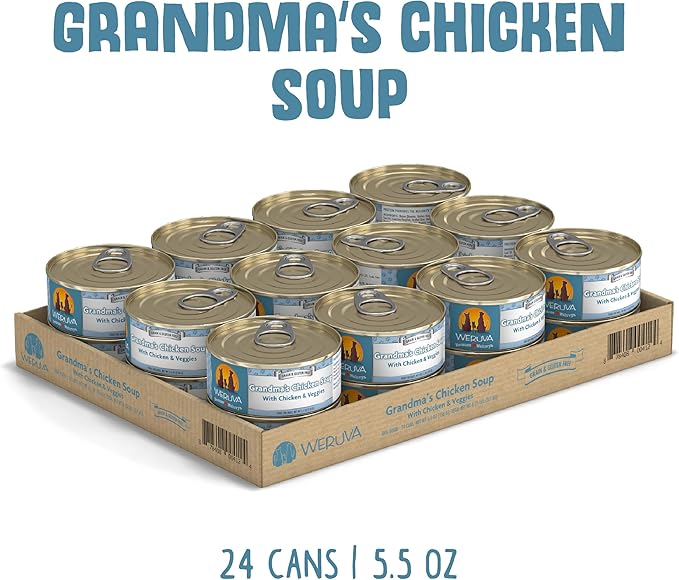 Weruva Classic Dog Food, Grandma's Chicken Soup with Chicken Breast & Veggies, 5.5oz Can (Pack of 24)
