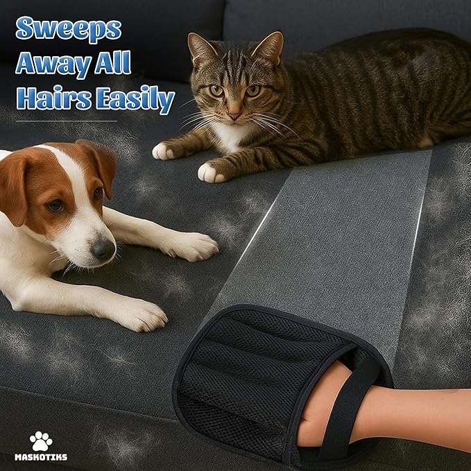 Pet Hair Removal Glove-Electrostatic Pet Hair Remover Glove with 5-Finger Design, Cat Hair Remover Glove for Couch,Car,Laundry,Carpet,The Magic Brush Pet Hair Remover is Light and Washable