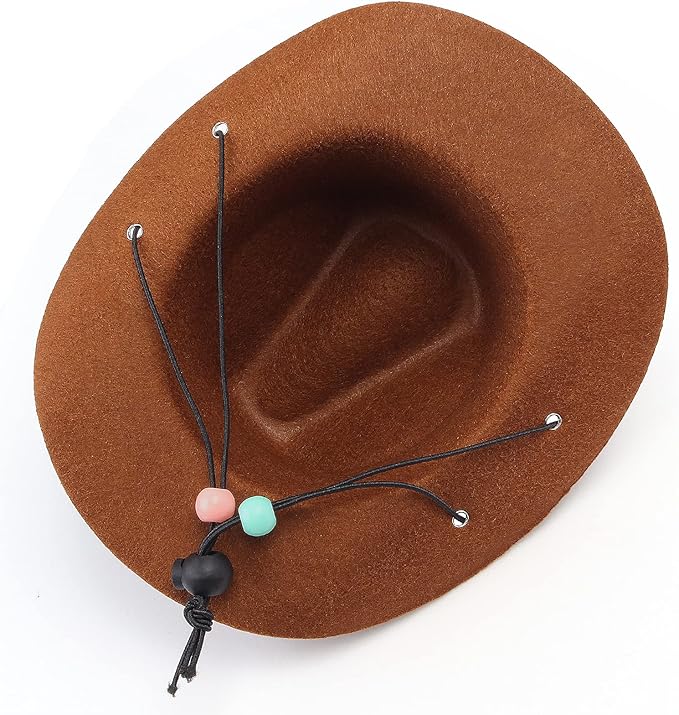 Yewong Pet Cowboy Costume Accessories - Dog Cat Pet Size Cowboy Hat and Bandana Scarf West Accessories for Puppy Kitten Party Festival and Daily Wearing Set of 2 (Coffee)