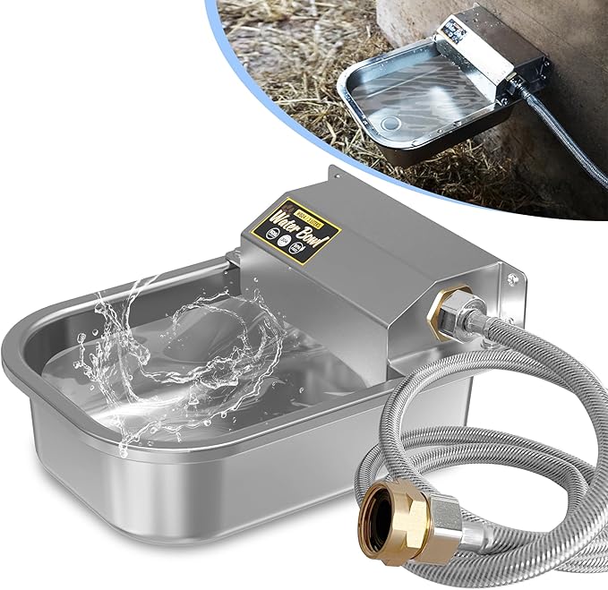 Automatic Water Dispenser for Dogs, 101oz Outdoor Dog Water Bowl, 304 Stainless Steel Water Feeder for Small to Large Pets, Large Livestock Waterer, Anti-Tipping, Water Auto-Fill, Easy to Clean