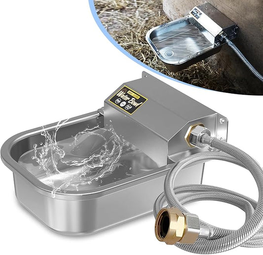 Automatic Water Dispenser for Dogs, 101oz Outdoor Dog Water Bowl, 304 Stainless Steel Water Feeder for Small to Large Pets, Large Livestock Waterer, Anti-Tipping, Water Auto-Fill, Easy to Clean