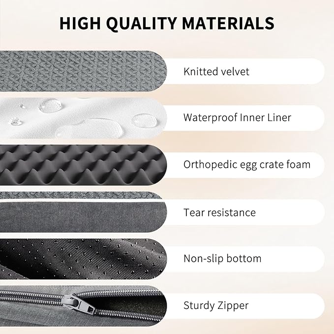 Extra Large Dog Bed, Large Sized Orthopedic XL Dog Crate Bed,Washable & Waterproof Cover Big Plush Pet Bed Mat, Egg Crate Foam Beds