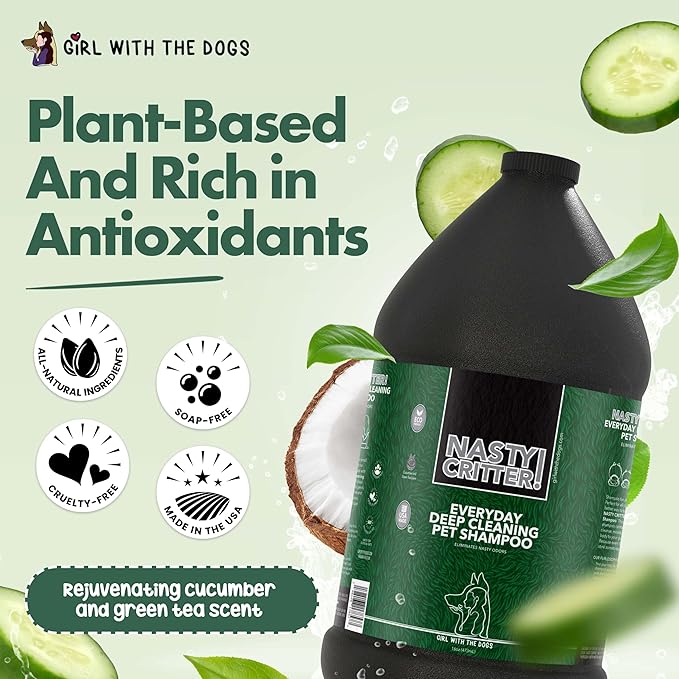 Nasty Critter! by Girl With The Dogs - Made in USA - Everyday Deep Cleaning Dog Shampoo for 8 Weeks and Up, 1 Gal