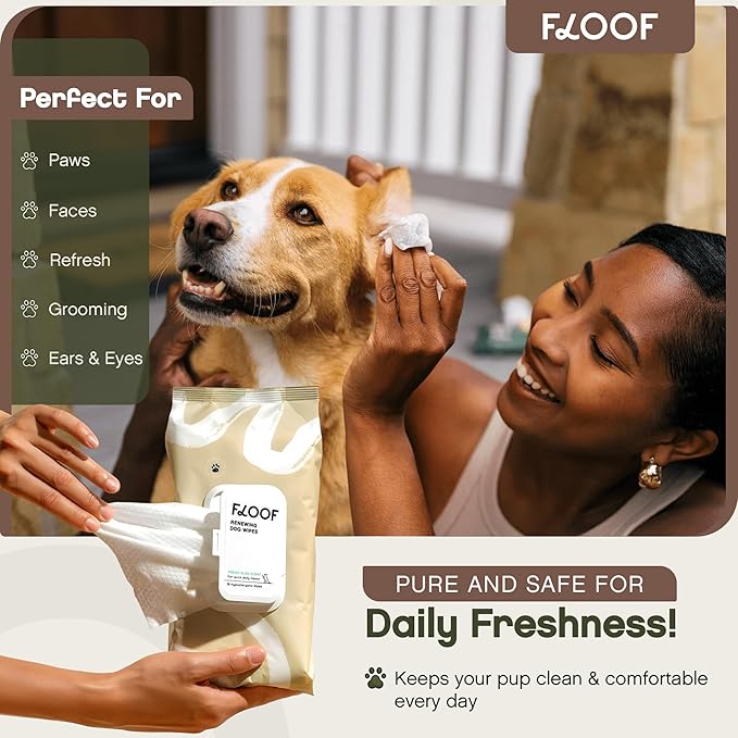 Hypoallergenic Renewing Dog Wipes - Grooming Natural Fresh Aloe Wipes for Paws, Face, Skin, Eyes, Ears, Butt - Perfect for Puppy & Adult Dogs - Vet Dermatologist Formulated - Extra Thick (864 Count)