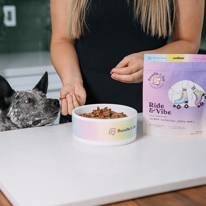 Ride & Vibe Dog Treats, Wild Caught Salmon Jerky, Snack Bars, Puppy Training Treats, Natural Superfood, Grain, Corn, Poultry & Soy Free, 5oz