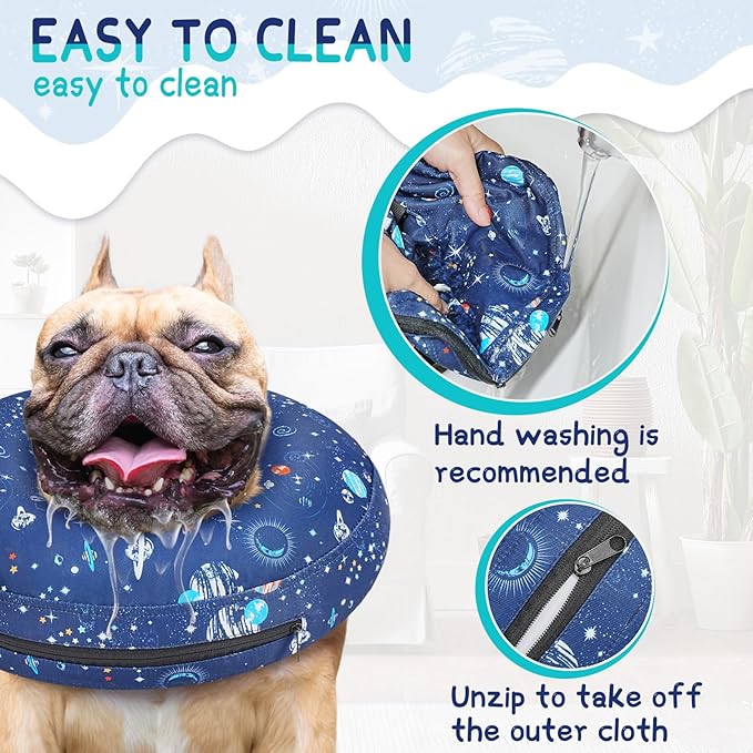 Supet Inflatable Dog Cone Collar Alternative After Surgery, Doggie Neck Donut Collar Recovery ECollar for Post Surgery, Soft Dog Cone for Small Medium Puppies Cats