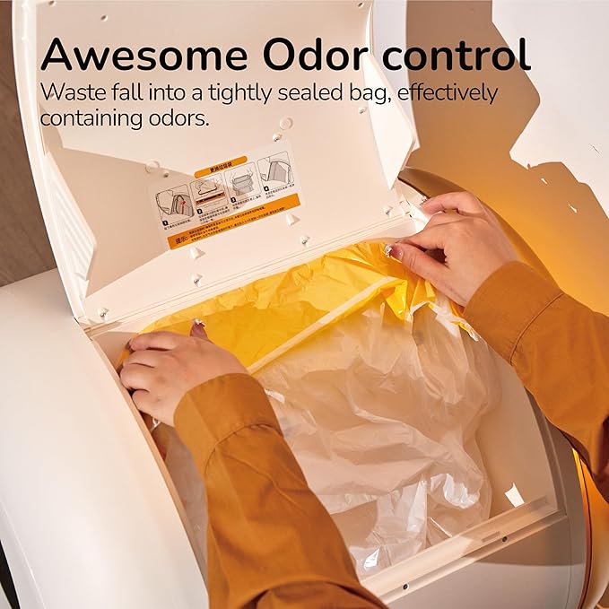 FurryTail Self Cleaning Litter Box with APP - Automatic Cat Litter Box for All Your Cats, Odor Control, Spacious Interior and Large Wastes Bin Capacity,Includes 40 Litter Bags