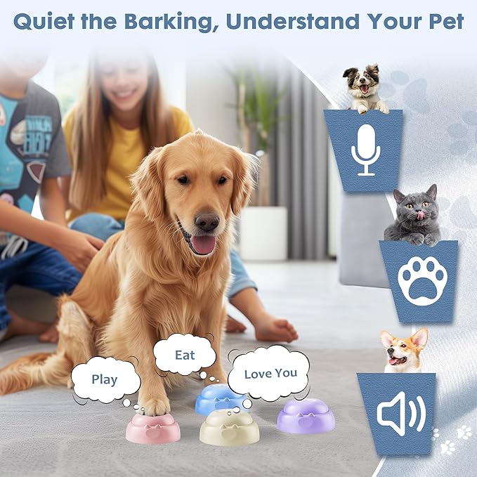 Recordable Dog Buttons, Loud 30-sec Voice Recording Buttons, Pet, Dog, Cat Buttons for Communication, Training and Talking Buttons for Small Dogs, with Training Manual, and Stickers, 2 Buttons