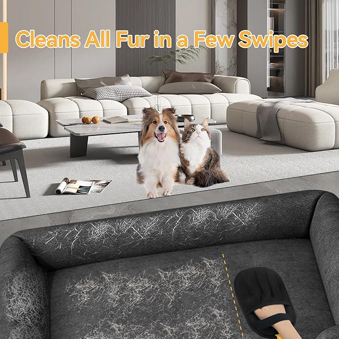 Zayin Pet Hair Removal Glove - 2 Pack Five Finger Electrostatic Pet Hair Remover Glove, Remover Glove Lint Rolls into Strips, Dog and Cat Hair Removal Tool for Furniture, Couch, Car & Clothes